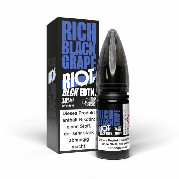 Rich Black Grape - Black Edition - 10 ml 5/10/20 mg Nikotinsalzliquid - Riot Salt Hybrid Nikotin - RIOT SQUAD