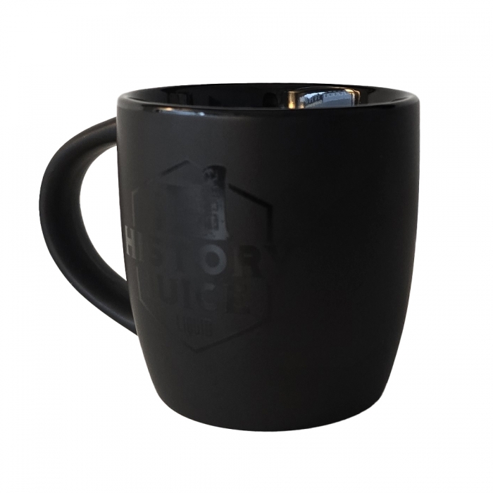 * Kaffee Becher Schwarz mit History Juice Logo  - VEX