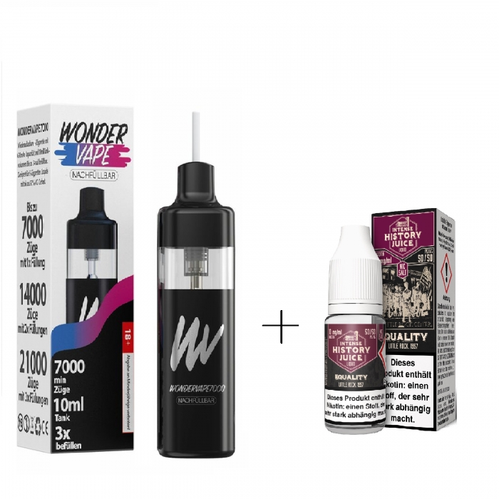 Im Set - Wondervape 7000 Kit mit History Juice Nikotinsalzliquid