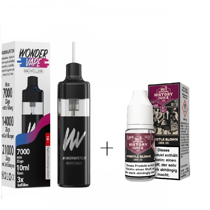 Im Set - Wondervape 7000 Kit mit History Juice Nikotinsalzliquid